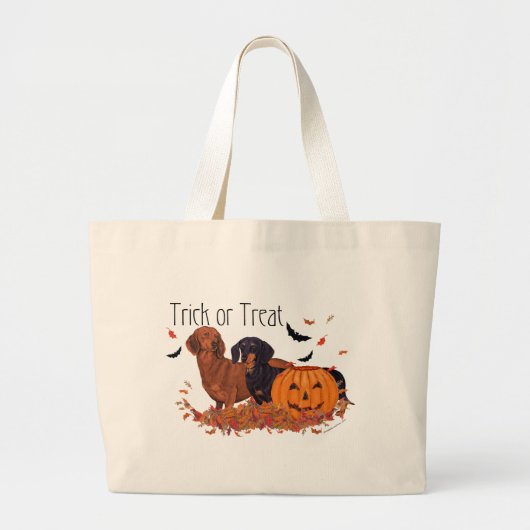 ダックスフンド ハロウィン ラージトートバッグ (正面)