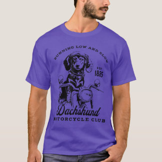 ダックスフンド バイククラブ 楽しいデザイン Tシャツ