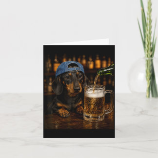ダックスフンド ビール おもしろ犬 ミーム レトロ カード