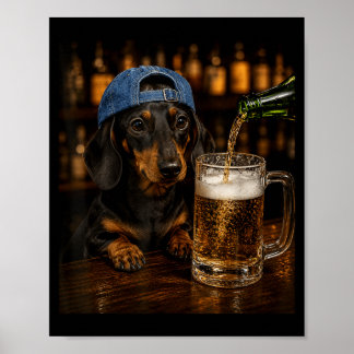 ダックスフンド ビール おもしろ犬 ミーム レトロ ポスター