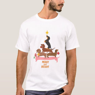 ダックスフンド ピラミッド クリスマスツリー オーナメント Xmas Tシャツ