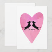 ダックスフンド ピンク ハート バレンタイン カード (正面/裏面)