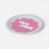 ダックスフンド ピンク ペーパープレート ドキシーベイビーシャワー (アングル)