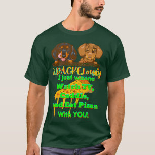 ダックスフンド ペット 面白い ウィーナードッグ ギフト テレビ ハグして, Tシャツ