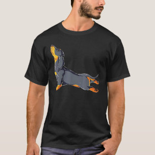 ダックスフンド ヨガ ナマステ スピリチュアル 瞑想 チャクラ Tシャツ