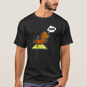 ダックスフンド ヨガ ポーズ スポーツ 体操 オーム ハートビート Tシャツ