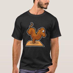 ダックスフンド ヨガ ポーズ スポーツ 体操 オーム ハートビート Tシャツ