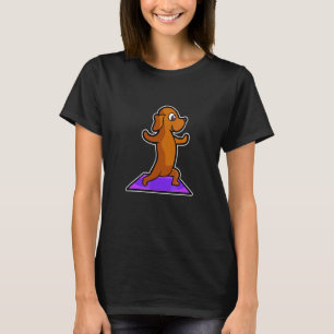 ダックスフンド ヨガ ポーズ スポーツ 体操 オーム ハートビート Tシャツ