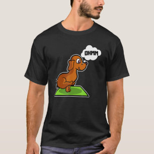 ダックスフンド ヨガ ポーズ スポーツ 体操 オーム ハートビート Tシャツ