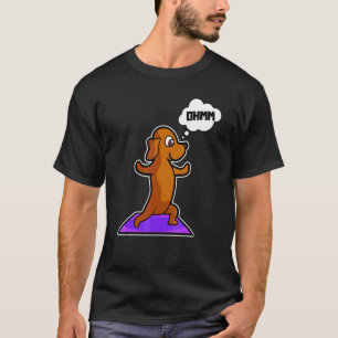 ダックスフンド ヨガ ポーズ スポーツ 体操 オーム ハートビート Tシャツ