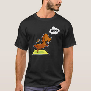 ダックスフンド ヨガ ポーズ スポーツ 体操 オーム ハートビート Tシャツ