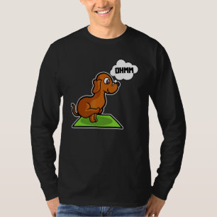 ダックスフンド ヨガ ポーズ スポーツ 体操 オーム ハートビート Tシャツ