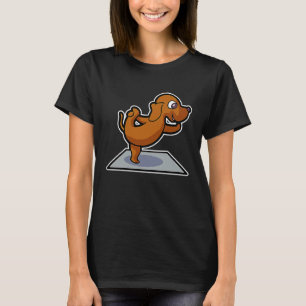 ダックスフンド ヨガ ポーズ スポーツ 体操 オーム ハートビート Tシャツ