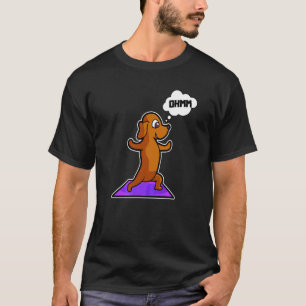 ダックスフンド ヨガ ポーズ スポーツ 体操 オーム ハートビート Tシャツ