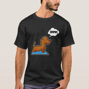 ダックスフンド ヨガ ポーズ スポーツ 体操 オーム ハートビート Tシャツ