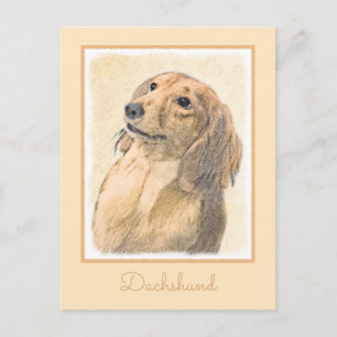 ダックスフンド(ロングヘア)絵画 - オリジナルの犬アート ポストカード