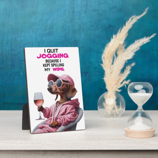 ダックスフンド ワイン愛飲家 フォトプラーク (側面)