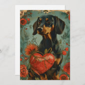 ダックスフンド ヴィンテージ バレンタインデー シーズンカード (正面/裏面)