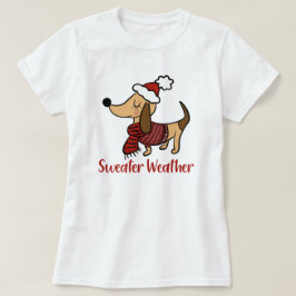 ダックスフンド 冬の犬Tシャツ Tシャツ