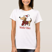 ダックスフンド 冬 犬 Tシャツ (正面)