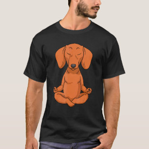 ダックスフンド 女性 ウィナードッグ ヨガ 瞑想 Tシャツ