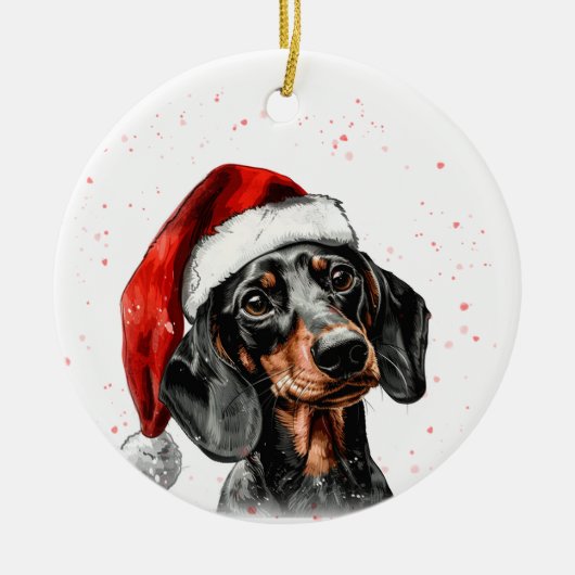 ダックスフンド 犬のクリスマス オーダーメイド セラミックオーナメント (正面)