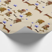 ダックスフンド & 犬の骨 水彩画 ラッピングペーパー (角)
