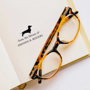 ダックスフンド 犬好きの図書館から ラバースタンプ