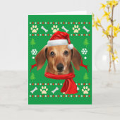 ダックスフンド 犬 クリスマス ひどい カード (黄色い花)