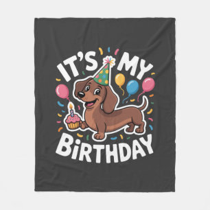 ダックスフンド 誕生日おめでとう フリースブランケット