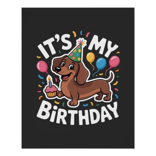 ダックスフンド 誕生日おめでとう ポスター (正面)