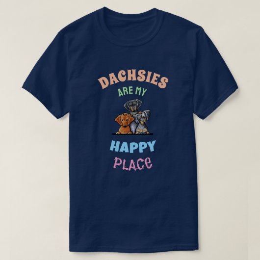 ダックスフンドHAPPY KiniArt Tシャツ (デザイン正面)