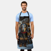 ダックスワイスレイクリスマスデコール エプロン (着用した状態)