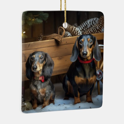 ダックスワイスレイクリスマスデコール セラミックオーナメント (右)