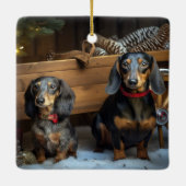 ダックスワイスレイクリスマスデコール セラミックオーナメント (裏面)