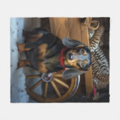 ダックスワイスレイクリスマスデコール フリースブランケット (正面(横))