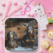 ダックスワイスレイクリスマスデコール ペーパープレート (パーティー)