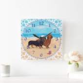 ダックスンズアットザビーチ スクエア壁時計 (ホーム)