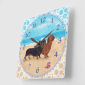 ダックスンズアットザビーチ スクエア壁時計 (傾斜)