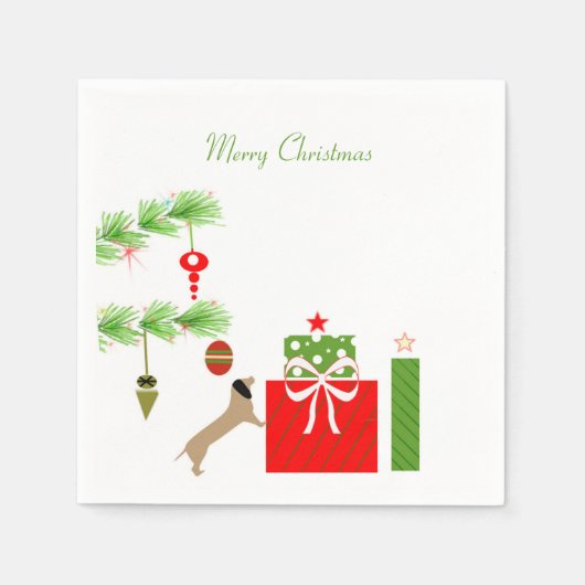 ダックスンドクリスマスナプキンス スタンダードカクテルナプキン (正面)