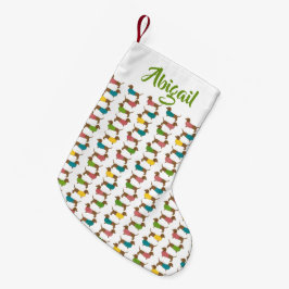 ダックスンパーソナライズされたドのクリスマス(両面)パターン スモールクリスマスストッキング
