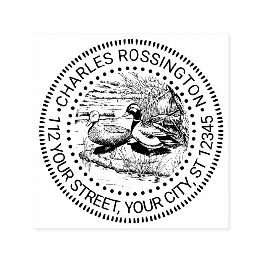 ダックス素朴アットウォーターエッジ名差出人住所 セルフインキングスタンプ (デザイン)