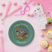 ダックス飛んでいるシーミストグリーン ペーパープレート (パーティー)