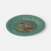 ダックス飛んでいるシーミストグリーン ペーパープレート (アングル)