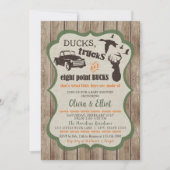 ダックス、トラック、および8ポイントバックスディアー男の赤ちゃん 招待状 (正面)