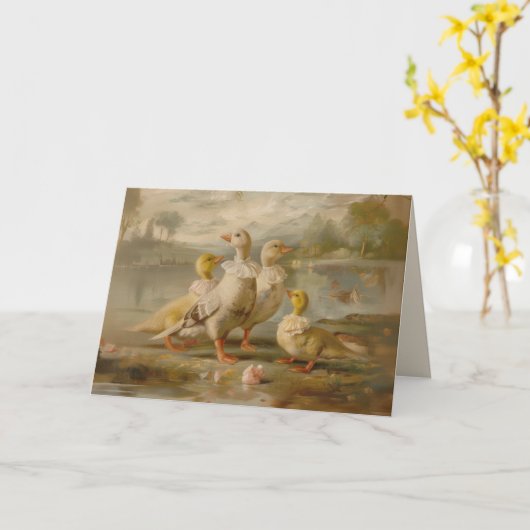 ダックス – 折り畳みグリーティングカード カード (黄色い花)