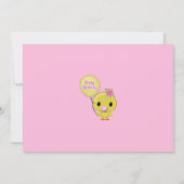 ダックダッキー（アヒルちゃん）の誕生日招待のピンクイエロー（写真） 招待状 (裏面)