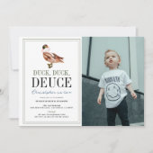 ダックダッククラシックデュース男の子の写真2nd誕生日 招待状 (正面)
