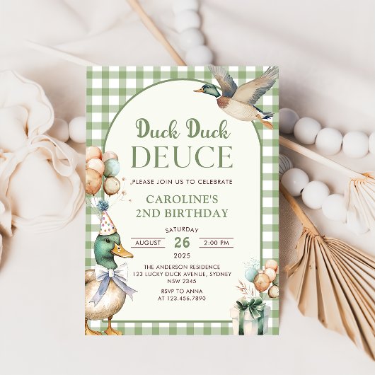 ダックダックデュースバルーン2歳誕生日招待状 招待状