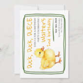 ダックダックデュースベビーウォーターカラー誕生日 招待状 (正面)